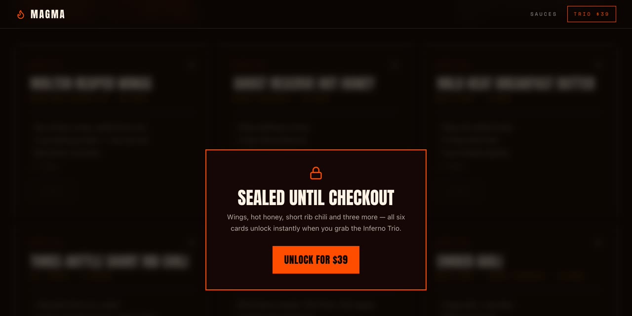 MAGMA's sealed-until-checkout unlock built with Cotira, a page that reacts to a purchase